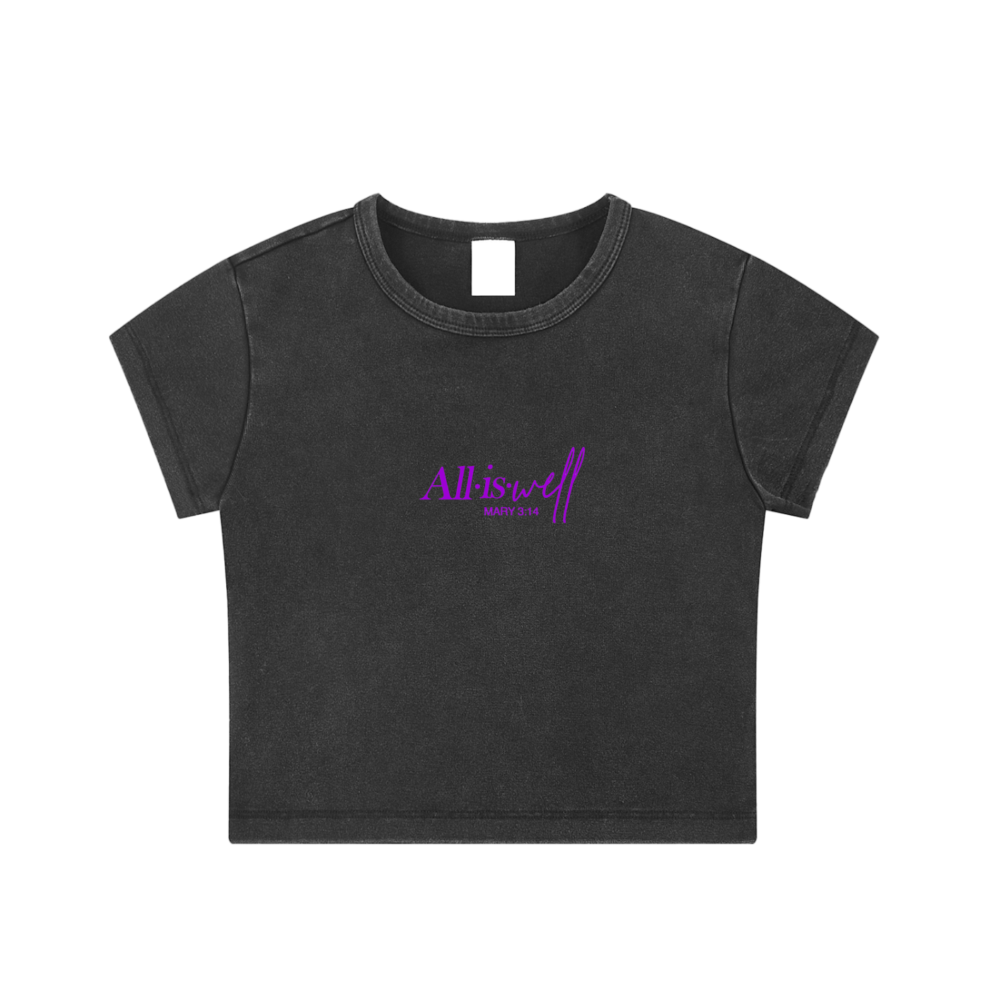 All is Well Mary 3:14 Snow Washed Crop Top