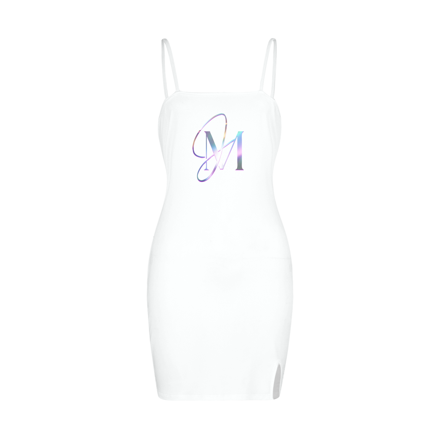 All-Over Print Split Slide Cami Bodycon Dress