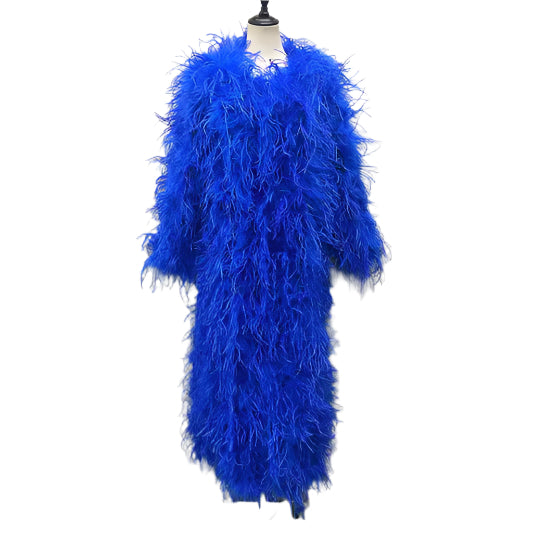 Full Length Blue Ostrich Coat