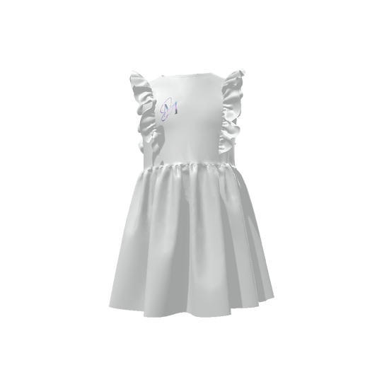 All-Over Print Girls Ruffle Trim Dress